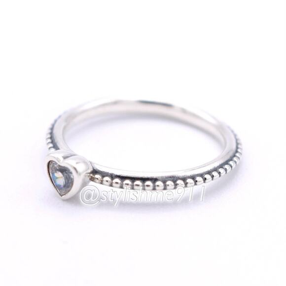Authentic PANDORA Retired One Love Ring with Clear Zirconia - 190896CZ - Picture 3 of 8